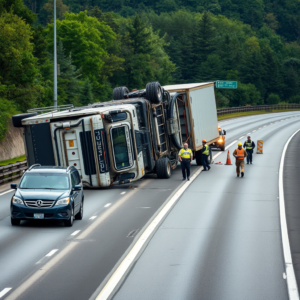 國道1號苗栗路段貨車自撞翻覆,3人受傷、2車道受阻!緊急應變小組成立